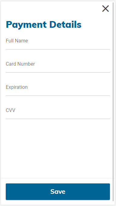 Customer App Payment Card Page