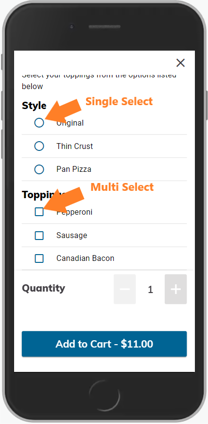 Customer App Product Item Options Picture