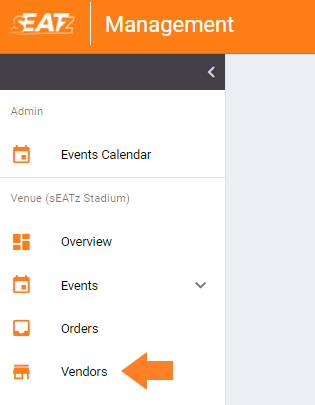 Management App Arrow Pointing at Vendors Tab