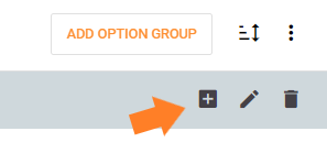 Managment App Arrow Pointing at Adding Option Item Button