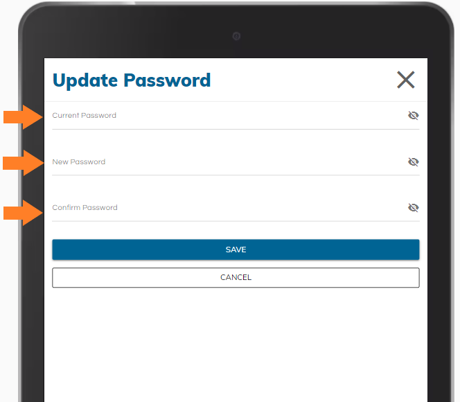 Operations App Update Password Screen