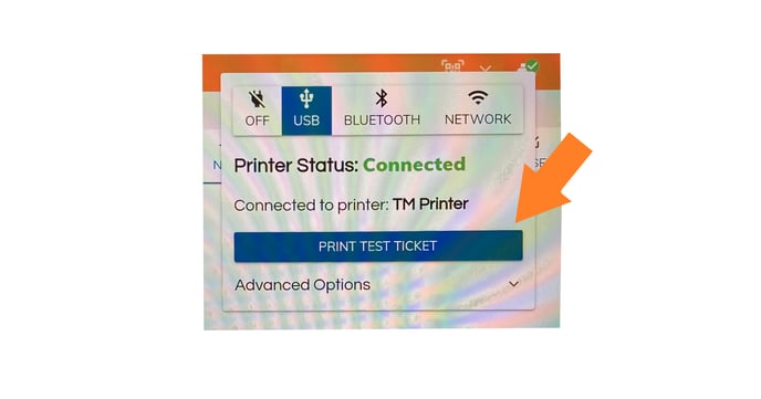 Printer Control Panel Picture with Orange Arrow
